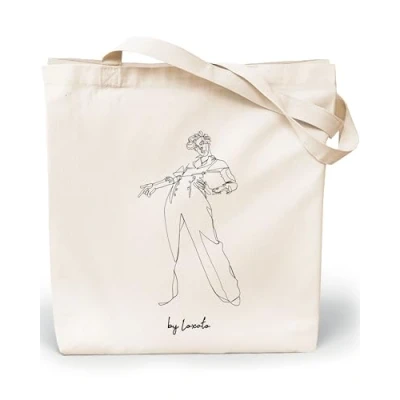 Imagen de Loxato Bolsas Tela Bonitas y Grandes, Tote Bag, Bandolera Mujer de Algodón Natural 100% Reutilizables Extra Ancho 8cm Asas Largas 70cm 220 gr/m2