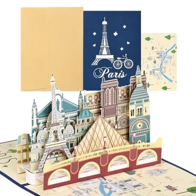 Imagen de joyoldelf Tarjeta Felicitacion Viajar Pop Up Postal CumpleañOs 3D, Despedida, Regalos Para Viajeros, Atracciones Famosas Visitar, Ideal Amigos, Salidas, Jubilacion (París)