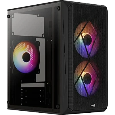 Imagen de Aerocool CS107 V2, Caja PC MicroATX, Ventana Lateral, 3X Ventiladores 120mm FRGB, Negro