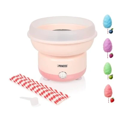 Imagen de Princess Máquina de Algodón Azúcar, 500W, Diseño Compacto, Piezas Aptas para Lavavajillas, Incluye Palitos y Cuchara Medidora, BPA Free, Pies Antideslizantes, Fácil Usar, 292990