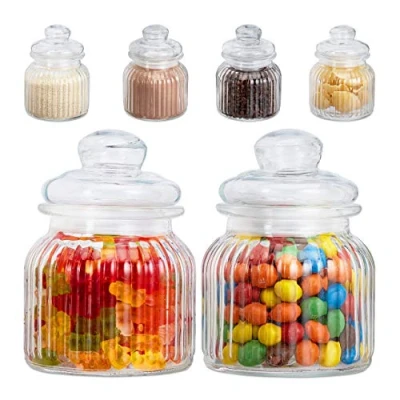 Imagen de Relaxdays Recipientes para Alimentos, 700 ml, con Tapa, Almacenaje, Vintage, Herméticos, 6 Uds, Transparente, Plástico