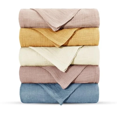 Imagen de Foydream Muselinas Bebe Algodon,5 Piezas Gasas para Bebes 22x23 CM Toalla Facial Infantil, Toallas de Muselina, Suaves Paños Muselina Bebé