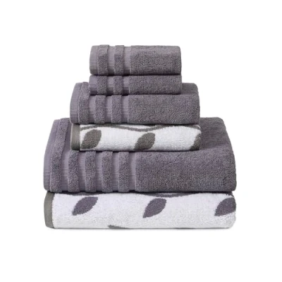 Imagen de Pacific Coast Textiles Amrapur Overseas Juego de 6 Toallas algodón Peinado 500 g/m² (6 Piezas), Color Liso teñida Hilo orgánico vides Gris Lavanda, Sencillo, 40.6 x 25.4 12.7 cm,