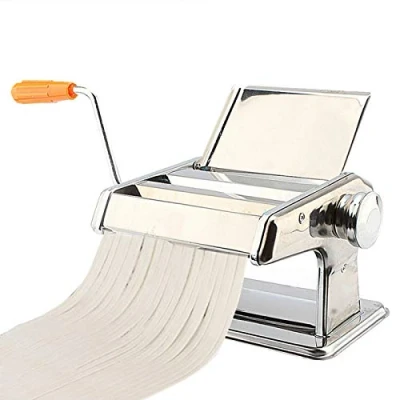 Imagen de máquina para pasta manual con manivela, hacer fresca en casa, de acero inoxidable, sacapastas, laminadora tallarines, espaguetis, lasaña/ravioli