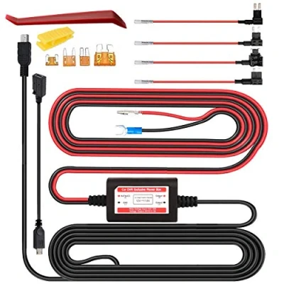 Imagen de Gebildet Dash CAM Hardwire Kit, Mini Micro USB 12V 24V a 5V, Protección de Bajo Voltaje ACU/ACS/ACN Mini/ACZ 2 Agregar un Circuito Portafusibles Compatible GPS, Detector Radar
