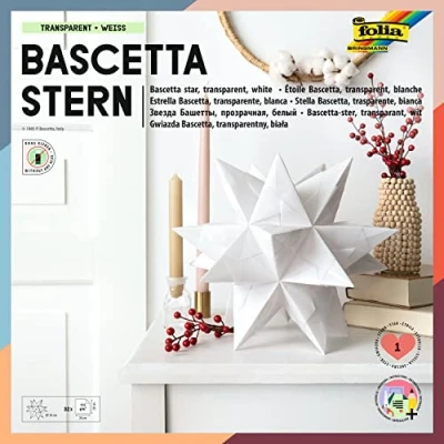 Imagen de Folia 800/2020 DIY kit Bascetta Set creativo de estrellas (20 x 20 cm) (32 hojas papel transparente color blanco) [Importado Alemania]
