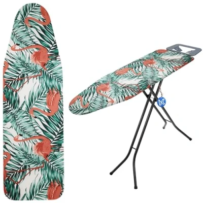 Imagen de KADAX funda para tabla de planchar con cordón, algodón plancha vapor, repuesto almohadilla esponja (flamencos 132 x 48)