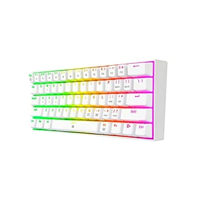 Imagen de Redragon K630 Dragonborn Blanco Teclado Mecánico Gaming 60% Compacto 61 Teclas Gamer TKL para Juegos Interruptores Marrones Iluminación RGB