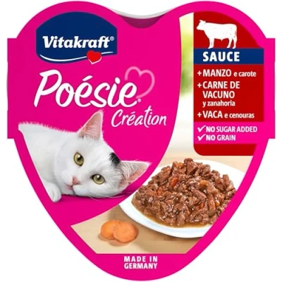 Imagen de Vitakraft Poésie Creation Sauce, alimento húmedo para Gatos en Salsa, Variedad Ternera y Zanahoria 85 g
