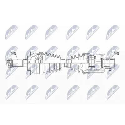 Imagen de NTY NPW SU 039 Árbol de transmisión Eje delantero, izquierda 619 SUZUKI: SX4 I Hatchback