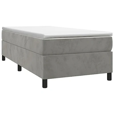 Imagen de vidaXL Estructura de Cama, Somier Individual Listones, Base Cama Tapizada, Mueble para Dormitorio Hogar, Terciopelo Gris Claro 90x190 cm