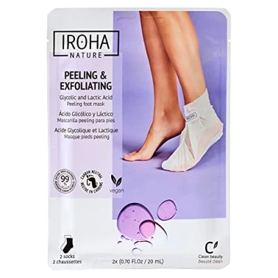 Imagen de IROHA NATURE Calcetines Peeling Exfoliantes con Ácido Glicólico, Lácitco, Sacílico y Lavanda Tratamiento Intensivo para Pies Callos, Durezas Grietas Fórmula Vegana Resultados Probados