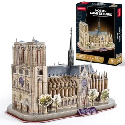 Imagen de CubicFun National Geographic Puzzle 3D Notre Dame de Paris Gótica Kit Modelo Edificio, 128 Piezas