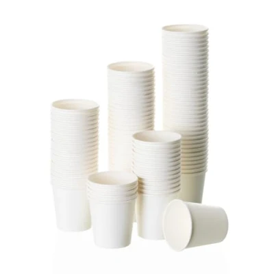 Imagen de 200 vasos desechables café 120 cc, cartón antifugas, biodegradables, compostables, reciclables, café, agua, infusiones, bebidas frías y calientes fiestas eventos.