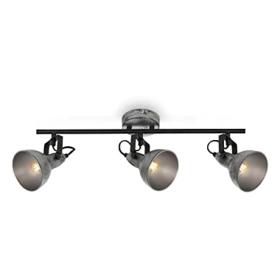 Imagen de BRILONER Plafón vintage, lámpara de techo orientable retro, techo, 3x casquillo E14, Silver Crafted, 555x100x180 mm