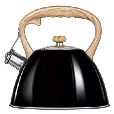 Imagen de Smile MCN12/C Hervidor Inducción, Tetera con Silbato, Todo Tipo de Cocinas, 3 L, Acero Inoxidable, Mango Imitación Madera, Tacto Frío, Negro
