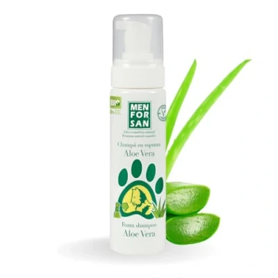 Imagen de MENFORSAN Champú en Espuma Aloe Vera para Gatos No Requiere Agua Suavizante y Desodorante 200ml