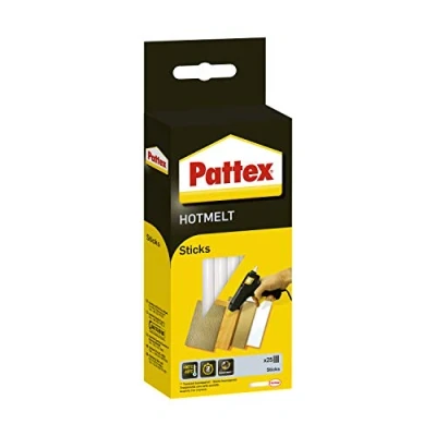 Imagen de Pattex Hotmelt Sticks barras de pegamento altísima transparencia para pistola caliente, 25 caliente hacer manualidades, decorar y reparar