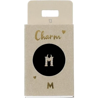 Imagen de Depesche 11834 013 Charm Letra M, Colgante Dorado para Collares, Pulseras y Pendientes, Ideal como pequeño Regalo, Multicolor, Normal