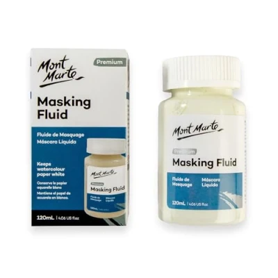 Imagen de Mont Marte Liquido Enmascarar Acuarela 120ml Masking Fluid para Cubrir y Precisar Bordes Ligero Tinte Amarillo
