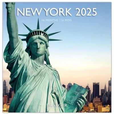 Imagen de DRAEGER Paris 1886 Calendario de pared grande 29 x cm 2025 7 idiomas septiembre 2024 a diciembre 12 fotografías disponibles en varios temas Nueva York Notas citas,