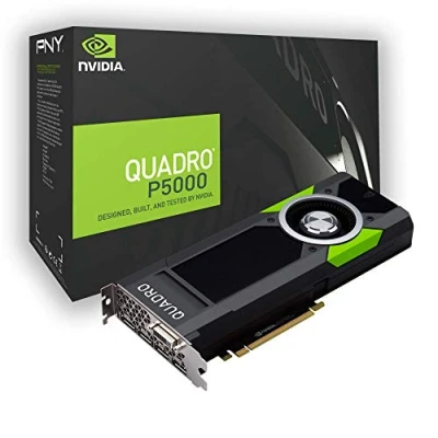 Imagen de PNY Tarjeta gráfica profesional Quadro P5000 16GB GDDR5 PCI Express 3.0 x16, doble ranura, 4x DisplayPort, 1x DVI I DL, soporte 5K, ventilador activo ultra silencioso