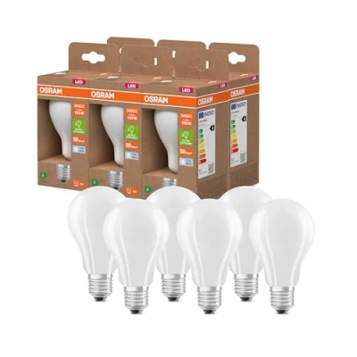 Imagen de OSRAM Lámpara LED en forma clásica de mini vela, con filamento decorativo, clase eficiencia energética A, E14, 1,2 W, 255 lm, 4000 K, blanco frío. Sin calentamiento, paquete 6