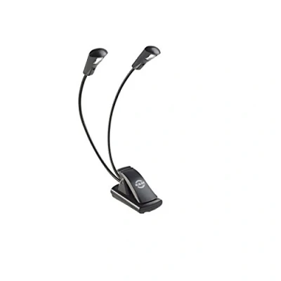 Imagen de K&amp;M 12243 Lámpara atril FlexLight LED doble negra conexión con abrazadera 2 cuellos de cisne flexibles, x 700 Lux