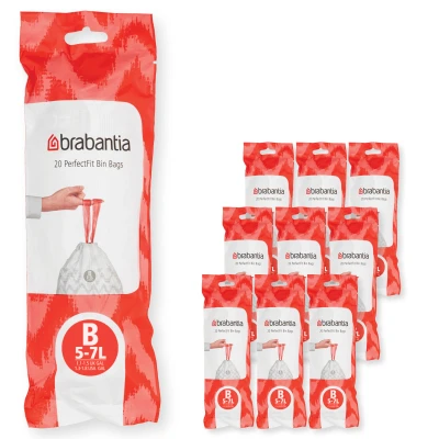 Imagen de Brabantia Bolsas de Basura PerfectFit 10 lotes (Código B/5L) Extra Resistentes con cinta cierre (200 Bolsas)