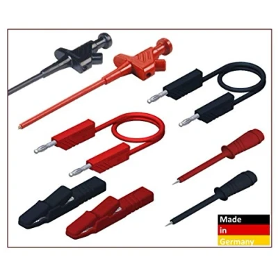 Imagen de Velleman HMSET2 Hirschmann 142921 Juego de Cables Prueba Seguridad PMS 4 con Puntas Prueba, Conectores láminas mm, Color Negro y Rojo