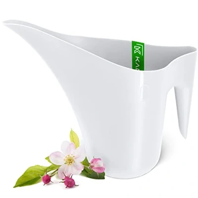 Imagen de KADAX regadera de 1,2 L, plástico, cuello largo, para plantas interior, regadera, jardín, caldera riego flores (blanco)