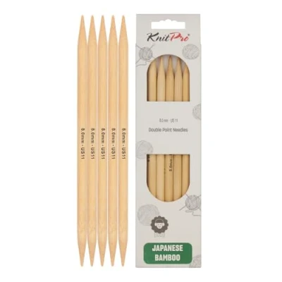 Imagen de KnitPro Agujas de bambú Doble Punta 20 cm 8,00 mm 3 Piezas