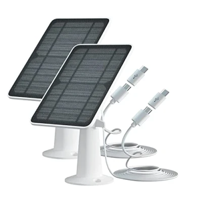 Imagen de Panel solar compatible con Eufycam 2C/2C Pro/E40/E20/2/2 Pro/E, paneles solares de 5 V 4 W para cámara, fuente alimentación continua, cable micro USB y puerto tipo C 10 pies, IP65 impermeable,