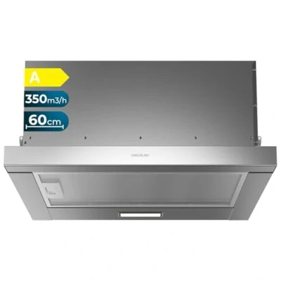 Imagen de Cecotec Campana Extractora Telescópica 60 cm Bolero Flux TLM 603500 Inox A. Motor 70W, Potencia Succión 350m3/h, Control Mecánico, 2 Niveles de Potencia, Luz y Filtro Carbono, Acabado