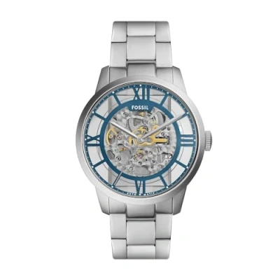 Imagen de Fossil Reloj automático para hombre Townsman de acero inoxidable, ME3260, 44MM, Tono Plateado