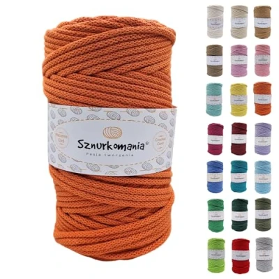 Imagen de cordón de algodón 5 mm, 100 m, 46 colores, color blanco, hilo macramé, algodón, trenzado mm con núcleo, ganchillo, cuerda