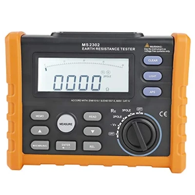 Imagen de PM2302 Medidor Digital de Resistencia (Medidor Tierra 0 4k Ohm, Aislamiento, Multímetro con Pantalla LCD Retroiluminada)