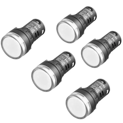Imagen de Heschen luz piloto indicadora LED de 22 mm, AD16 22D/S, 24 V CC 20 mA, color blanca, paquete 5