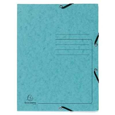 Imagen de Exacompta 55422E Carpeta elástica con 3 solapas impresión de líneas en la cubierta para identificación carpetas cartulina lustrada, 355 g/m2, A4, color turquesa