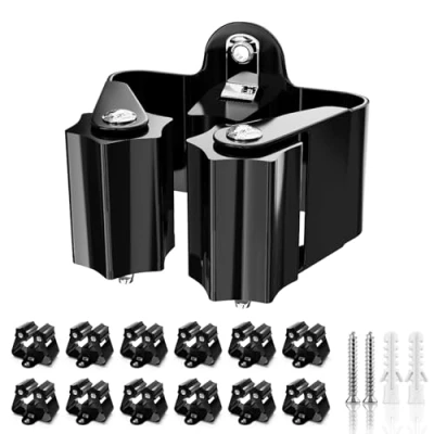 Imagen de 3 H Cuelga Escobas Pared 12 Piezas, Colgador Escoba Fregonas Acero Inoxidable Soporte Impermeable y Antideslizante, 5KG Soporte, Tornillos Incluidos para Cocina,Baño,Garaje,Jardín Negro