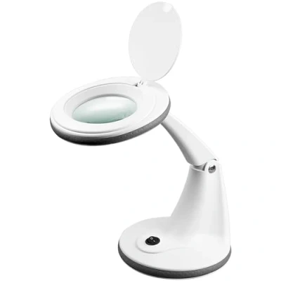 Imagen de goobay 60366 Lámpara de Lupa LED/lámpara con pie/Lupa pie luz / 6 W Consumo/Temperatura Color 6500 K/Flujo Luminoso 450 LM/tensión Servicio 230 V (AC) Blanco