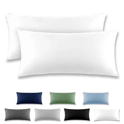 Imagen de REDKEY Funda Almohada Juego de 2 Fundas Almohadas 40x80 cm, con Solapa (sin Cremallera), Transpirable Suave Antiarrugas Microfibra Blanco