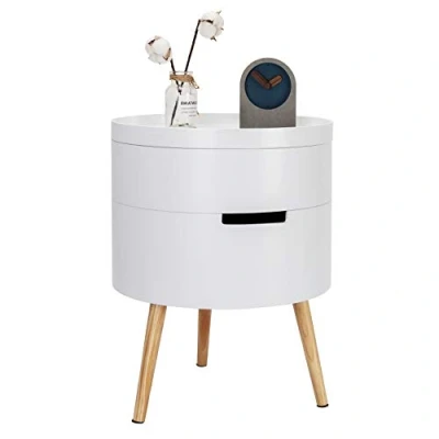 Imagen de WOLTU Mesitas de Noche Mesilla con Espacio Almacenamiento MDF Blanco 38x38x51cm TS50ws 1