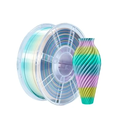 Imagen de iBOSS filamento PLA+ multicolor de 1,75 mm, PLA Plus seda arco iris para impresora 3D 1 kg (2,2 lbs), cambio color Pro impresión 3D, mini