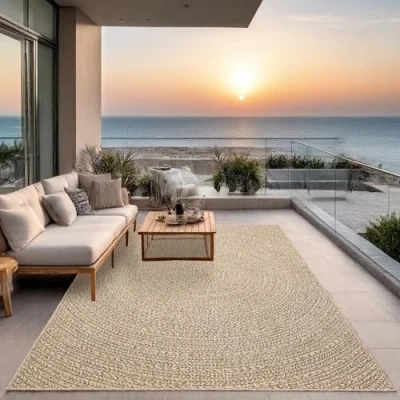 Imagen de the carpet Kansas Alfombra para Exterior e Interior con Aspecto de Yute Natural, Resistente a la Intemperie, Apta Patio y jardín, Naturaleza, 80 x 150 cm