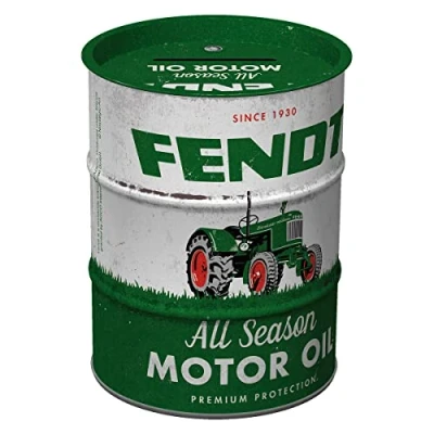 Imagen de Nostalgic Art Hucha Retro, 600 ml, Fendt All Season Motor Oil Idea de Regalo para Amantes los Tractores, Official License Product (OLP), Billetes y Monedas, diseño Vintage