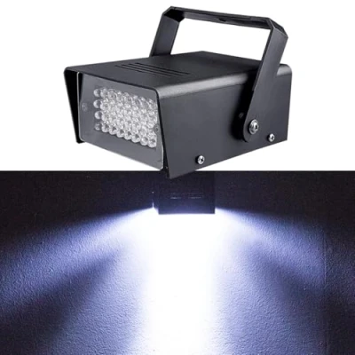 Imagen de 32Led Mini Luces Estroboscópicas Blanco, Luz Flash de Discoteca para Fiestas, Parpadeante Usar con Liquido Maquina Humo