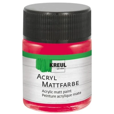 Imagen de KREUL 75515 Pintura acrílica Mate, carmín en Bote de 50 ml, al Agua cremosa, Opaca, Secado rápido, Adecuada para Muchas Superficies Diferentes, Crimson