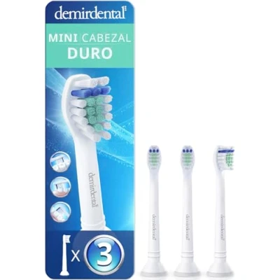 Imagen de Pack con 3 cabezales demirdental compatibles los recambios de Philips Sonicare, mini, cepillos dureza duro, Blanco, corresponde a HX7043