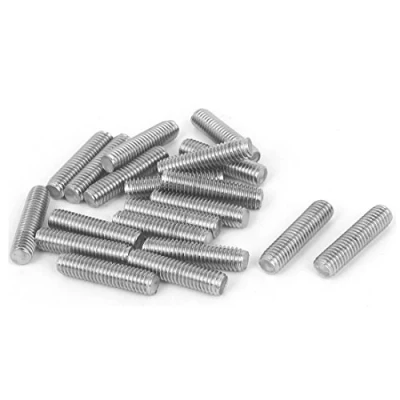 Imagen de sourcing map Varilla roscada M6 x 25mm de acero inoxidable 304 tornillos La Barra del tono plateado 20 pcs